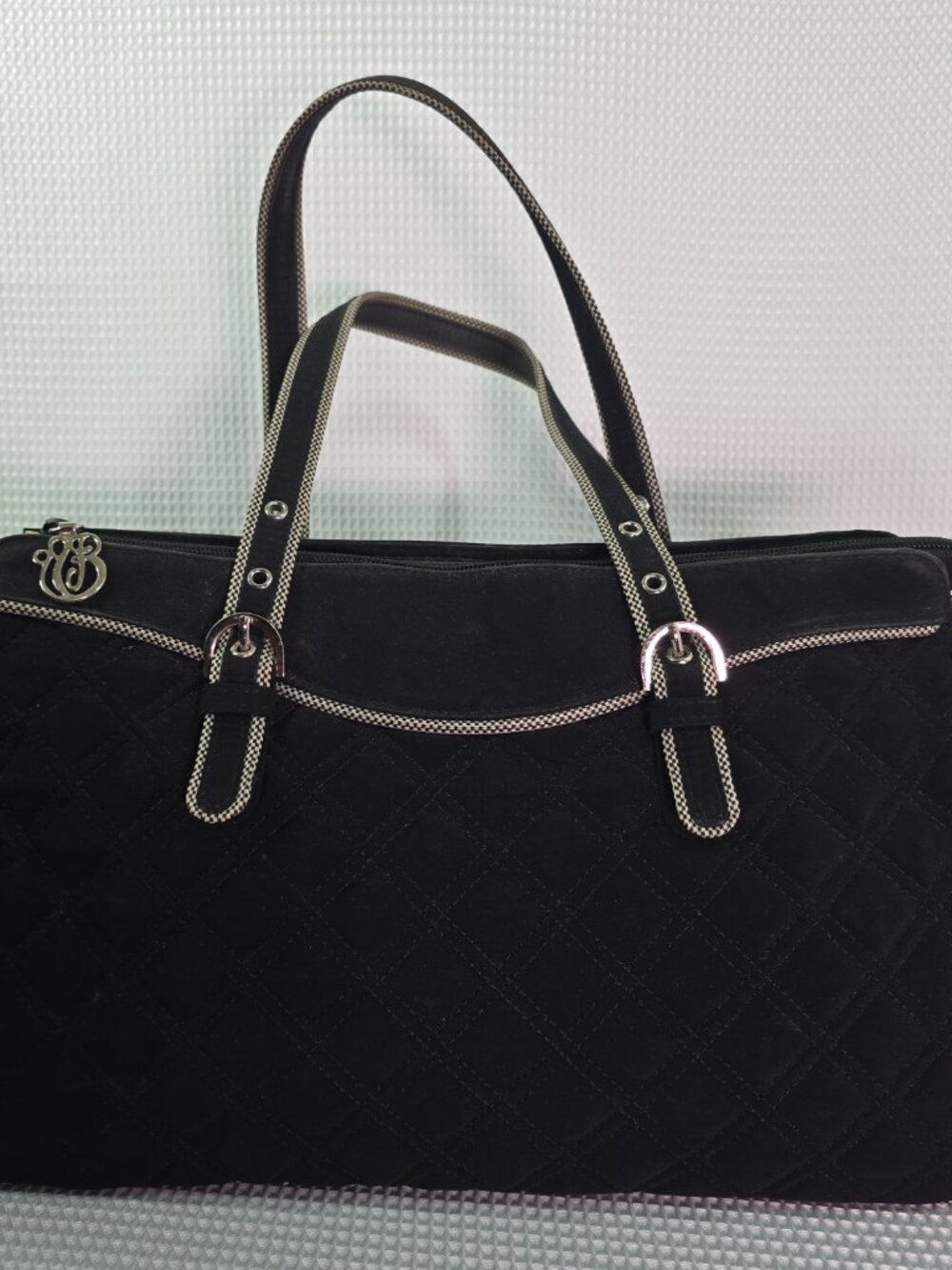 Vera Bradley Black Quilted Tote Purse Travel Work Bag